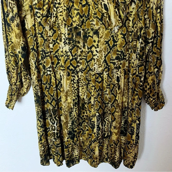 Ba&sh Sym Animal Print Ruffle Mini Dress Ochre Sz XS - Picture 4 of 6
